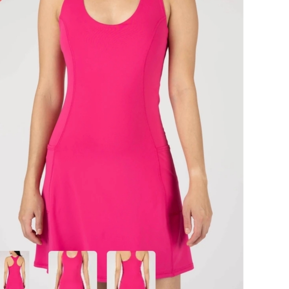 90 Degree by Reflex Pink Peacock Nude Tech Tennis Dress L
